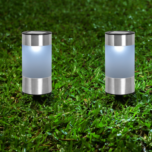 Click Byron Solar LED Pathway Bollard - 210mm - Stainless Steel - Outdoor Use – view 2