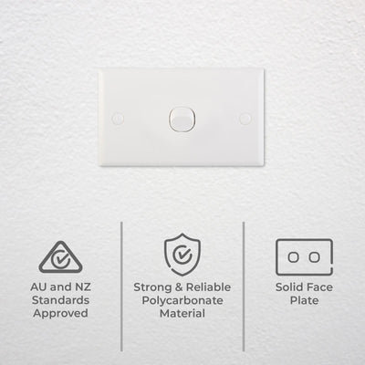DETA White Solid Plate Single Switch - 1 Gang - Polycarbonate - Durable