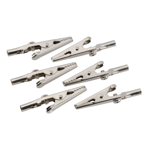 Projecta Alligator Test Clips 6 Pack - 50mm - Nickel-Plated - Silver - Auzzistore