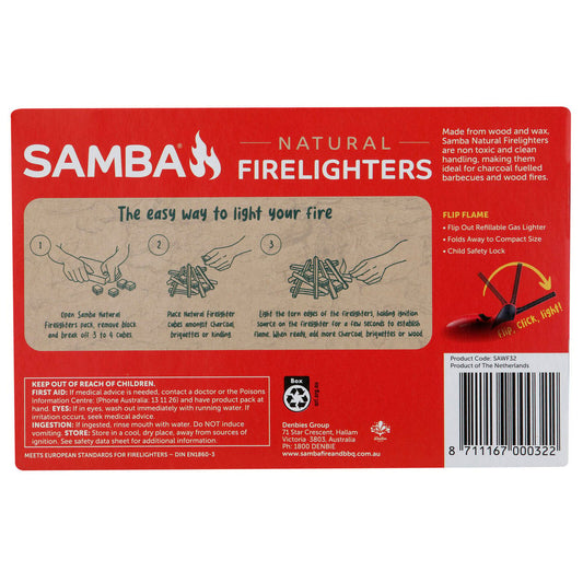 Samba Natural Firelighters - 32 Pack - Wood & Wax - Non Toxic – view 2
