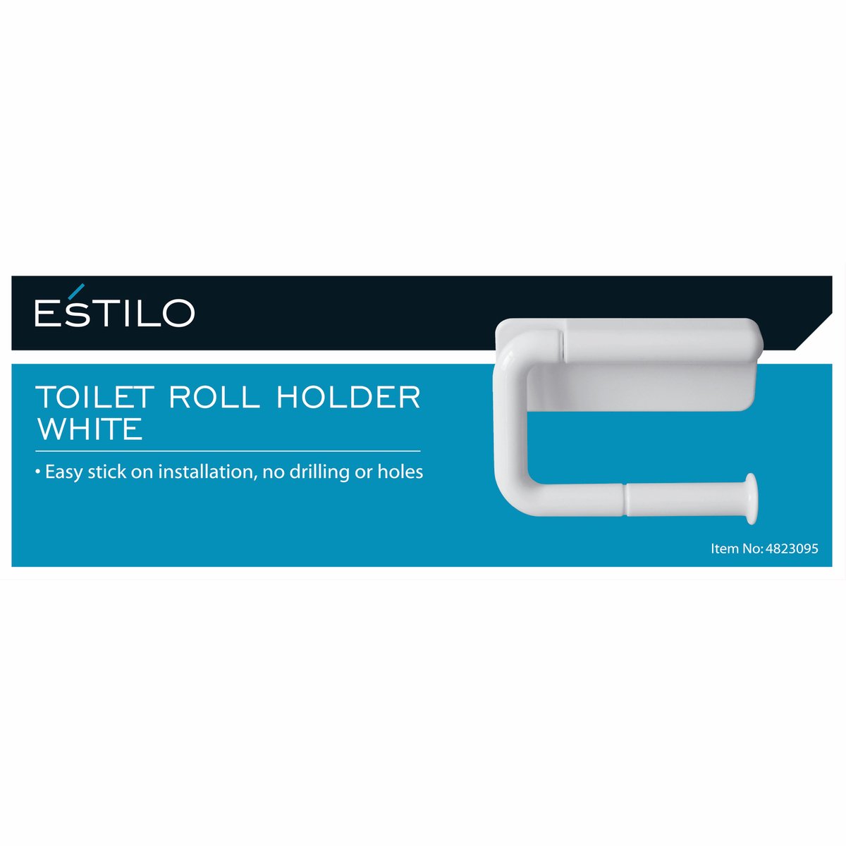 Estilo Toilet Roll Holder - White - ABS - Easy Stick Installation