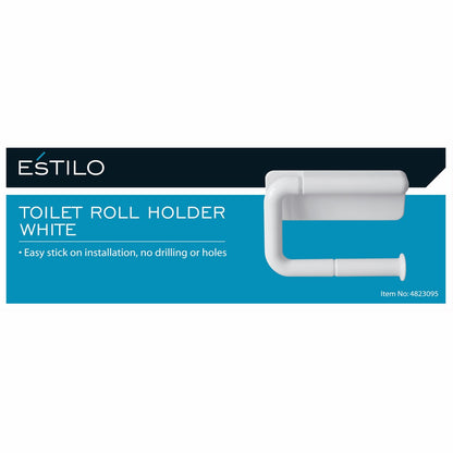 Estilo Toilet Roll Holder - White - ABS - Easy Stick Installation