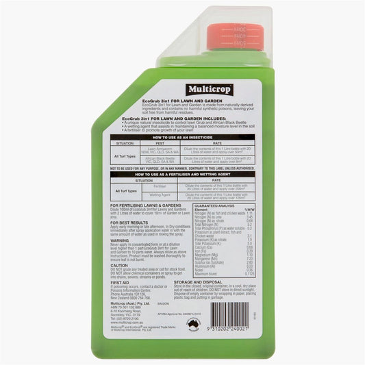 Multicrop EcoGrub - 1L - Plastic Bottle - Insecticide for Lawns – view 2 - Auzzistore