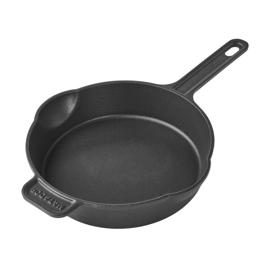 Matador Enamelled Cast Iron Skillet - 25.6cm - Enamel Coating - Dual Handle - Auzzistore