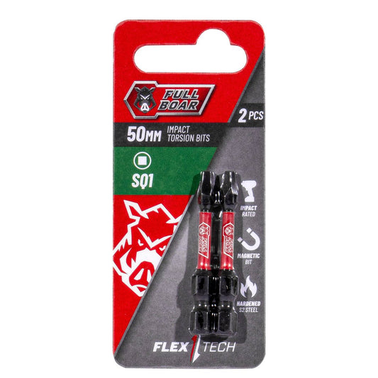 Full Boar Impact Torsion Bits Set - 2 Pack - 50mm - S2 Steel - High Torque - Auzzistore