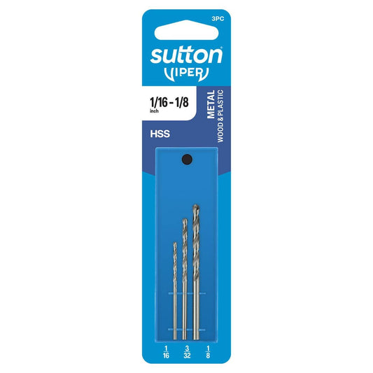 Sutton Tools Viper Imperial Drill Bit Refill Set 3 Piece - 7mm x 45mm - Fast Drilling - Auzzistore