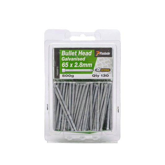 Paslode Galvanised Bullet Head Nails 65mm 2.8mm 130 Pack Durable - Auzzistore