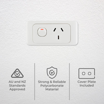 Deta Narrow Power Point - 250V 10A - ABS Polycarbonate - Space Saving