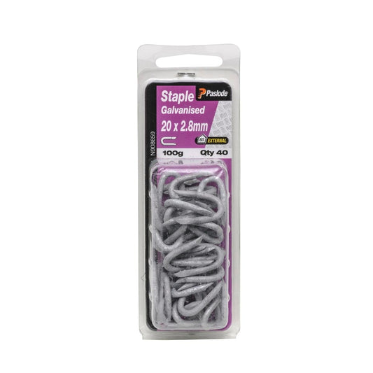 Paslode Galvanised Staple Nails 20 x 2 8mm 100g 40 Pack Durable - Auzzistore