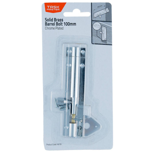 Taskmaster 100mm Chrome Plated Barrel Bolt - Solid Brass Security Solution - Auzzistore