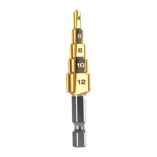 Ryobi 3 Piece Step Drill Bit Set - 5 Step (4mm-12mm) & 10 Step (3mm-22mm) - Titanium Nitride Coating - Precision Drilling – view 2 - Auzzistore