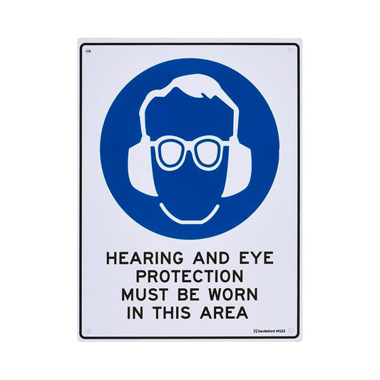 Sandleford Sign - 300 x 225mm - Polypropylene - Hearing & Eye Protection - Auzzistore