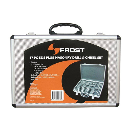Frost 17 Piece SDS Drill and Chisel Set - 5mm to 260mm - Silver - Auzzistore