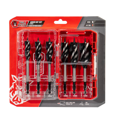 Full Boar 6 Piece Power Auger Drill Bit Set - Metric Sizes 16mm to 32mm - Self-Drilling Tip