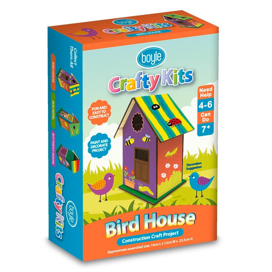 Boyle Bird House Craft Kit - Wooden Birdhouse - 14cm x 12cm x 23.5cm - Creative Activity for Kids