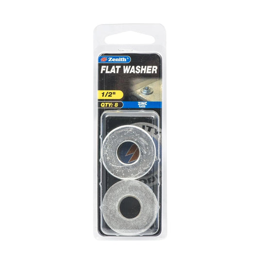 Zenith Flat Washer - 1/2 x 1 1/4 - 8 Pack - Zinc Plated - Internal Use - Auzzistore
