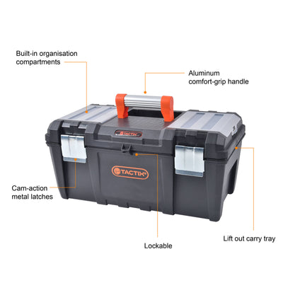 Tactix 535mm Tool Box - Aluminium Handle - Steel Latches - Durable