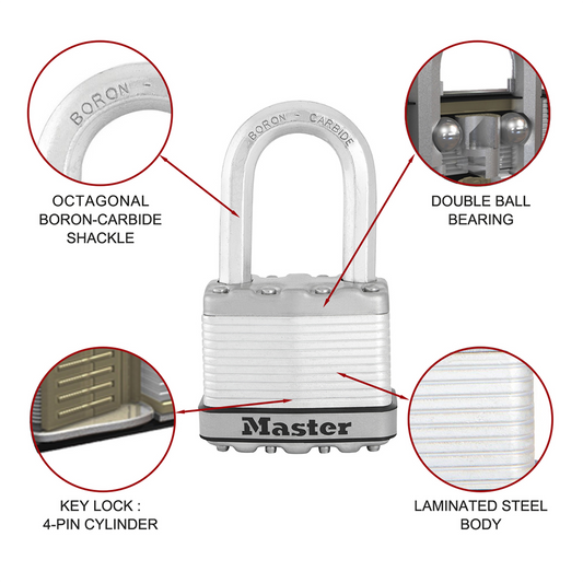 Master Lock Magnum Padlock - 51mm Wide - 38mm Long Shackle - M5DLF – view 2 - Auzzistore