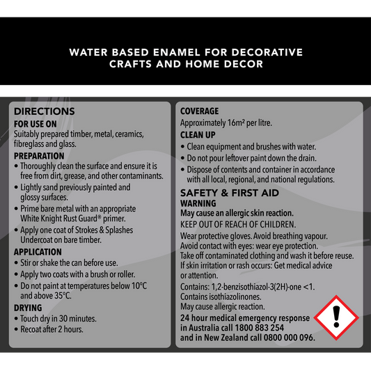 White Knight Strokes and Splashes - 250ml - Water Based - Quick Drying – view 2 - Auzzistore