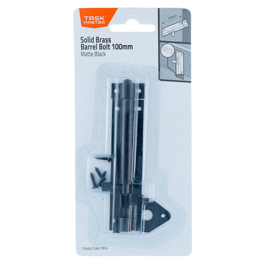Taskmaster 100mm Black Matte Barrel Bolt - Solid Brass Security Solution - Auzzistore