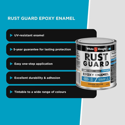 White Knight Rust Guard Epoxy Enamel Paint 250ml Golden Yellow - UV Resistant, Durable