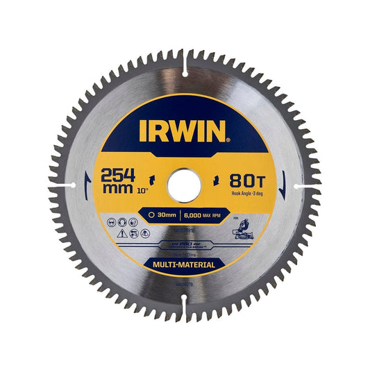 Irwin 254mm 80T Marathon Pro Multi Material Circular Saw Blade - Precision Cutting - Durable Steel Body