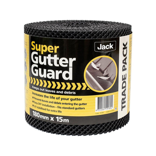 Jack Plastic Super Gutter Guard - 180mm x 15m - Black - Trade Pack - Auzzistore