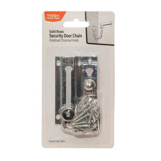 Taskmaster Security Door Chain - 52mm x 95mm - Solid Brass - Chrome Plated - Auzzistore