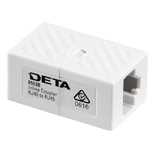 DETA RJ45 8P8C Ethernet Inline Coupler 21mm Plastic Gold Plated