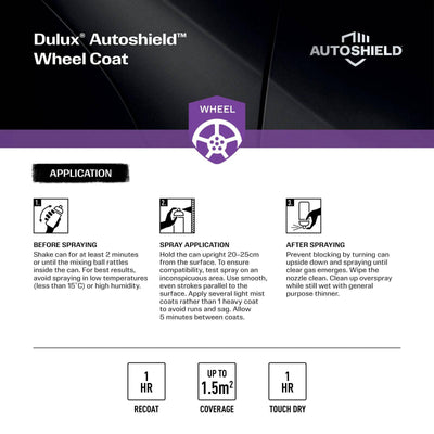Dulux Autoshield Spray Paint 340g 0.34L Sg Black Wheel Coat - Durable Finish