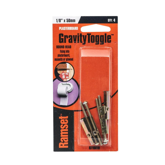 Ramset Gravity Toggles 1 8 x 50mm Gold Steel 4 Pack Flush Fixing - Auzzistore