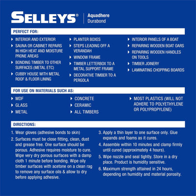 Selleys Aquadhere Wood Glue 460ml Polyurethane Waterproof Durable