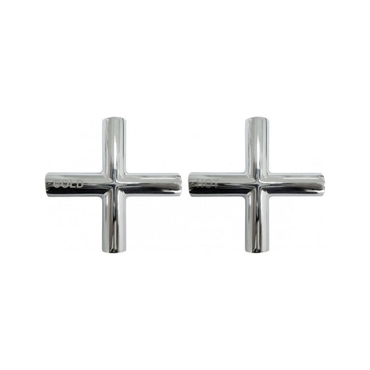 Shaw Mason Chrome Cross Style Handles Pair - 112mm x 179mm - Brass