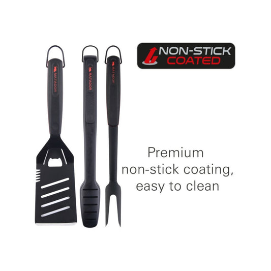 Matador Black BBQ Tool Set - 3 Piece - Stainless Steel - Non Stick – view 2