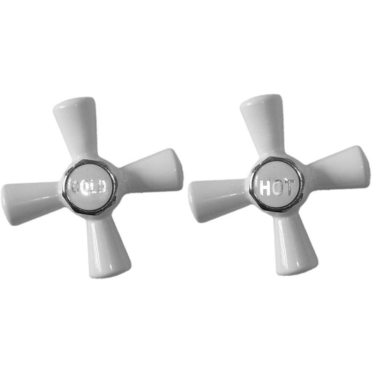 Shaw & Mason White Easy Clean Cross Tap Handles Pair Brass 165mm - Auzzistore