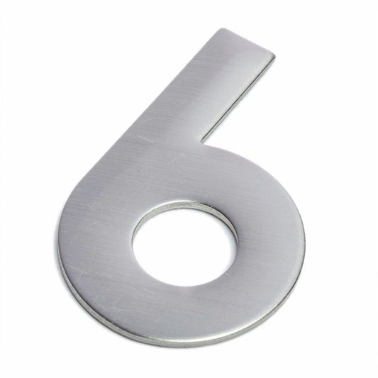 Sandleford Stainless Steel Self Adhesive House Number 6 - 75mm - Brushed