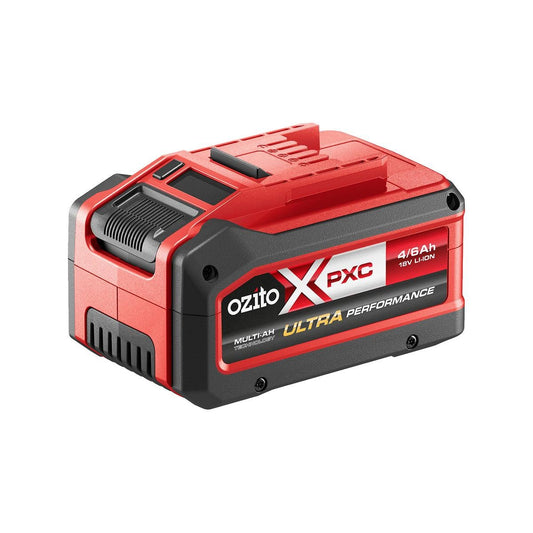 Ozito PXC 6.0Ah Max Battery - 6.0Ah - Black Red - High Capacity, Digital Display