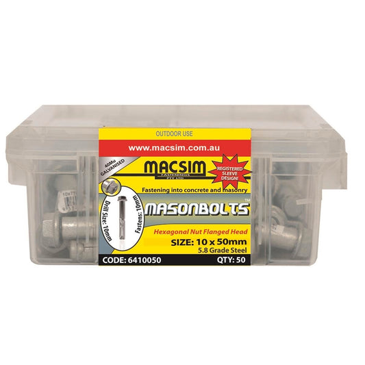 Macsim Fasteners 10 x 50mm Galvanised Sleeve Anchor 50 Pack - Auzzistore