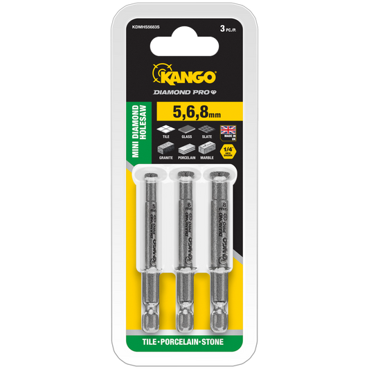 Kango Diamond Pro Mini Hole Saw 3 Pack - 5mm 6mm 8mm - Durable & Efficient - Auzzistore