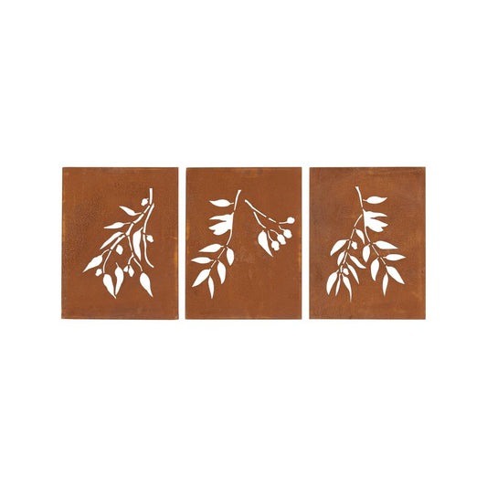 Tuscan Path 3 Piece Rust Gumtree Wall Art - 1500 x 650 mm - Rust - Outdoor Decor - Auzzistore