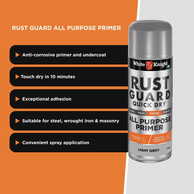 White Knight Rust Guard 300g Quick Dry Primer Spray Paint Light Grey