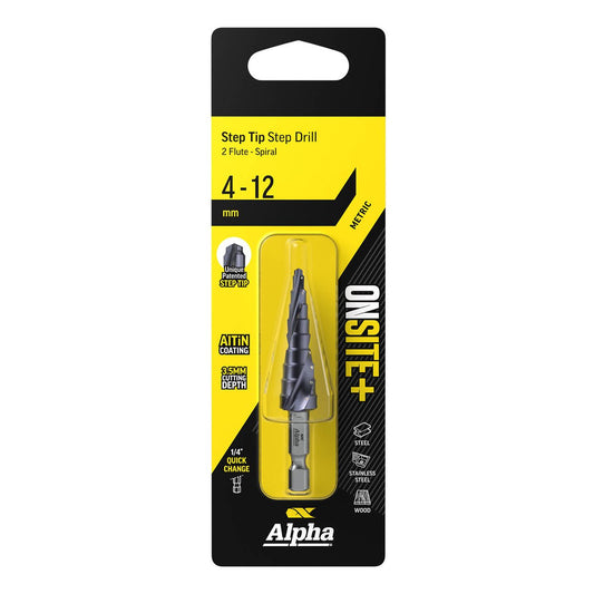 Alpha Onsite 4 Step Drill - 12mm - ¼" Quick-Change Shank - Fast Drilling - Auzzistore