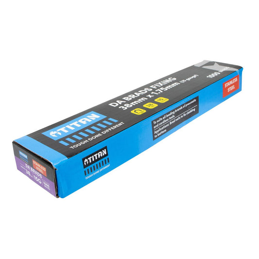 Titan 38mm Stainless Steel 34° Angled Collated Nail Da Brads 1000 Pack - 15 Gauge - Precision Fastening – view 2 - Auzzistore