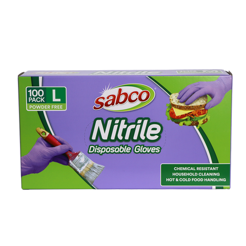 Sabco Nitrile Gloves - Large - 100 Pack - Purple - Puncture Resistant - Auzzistore