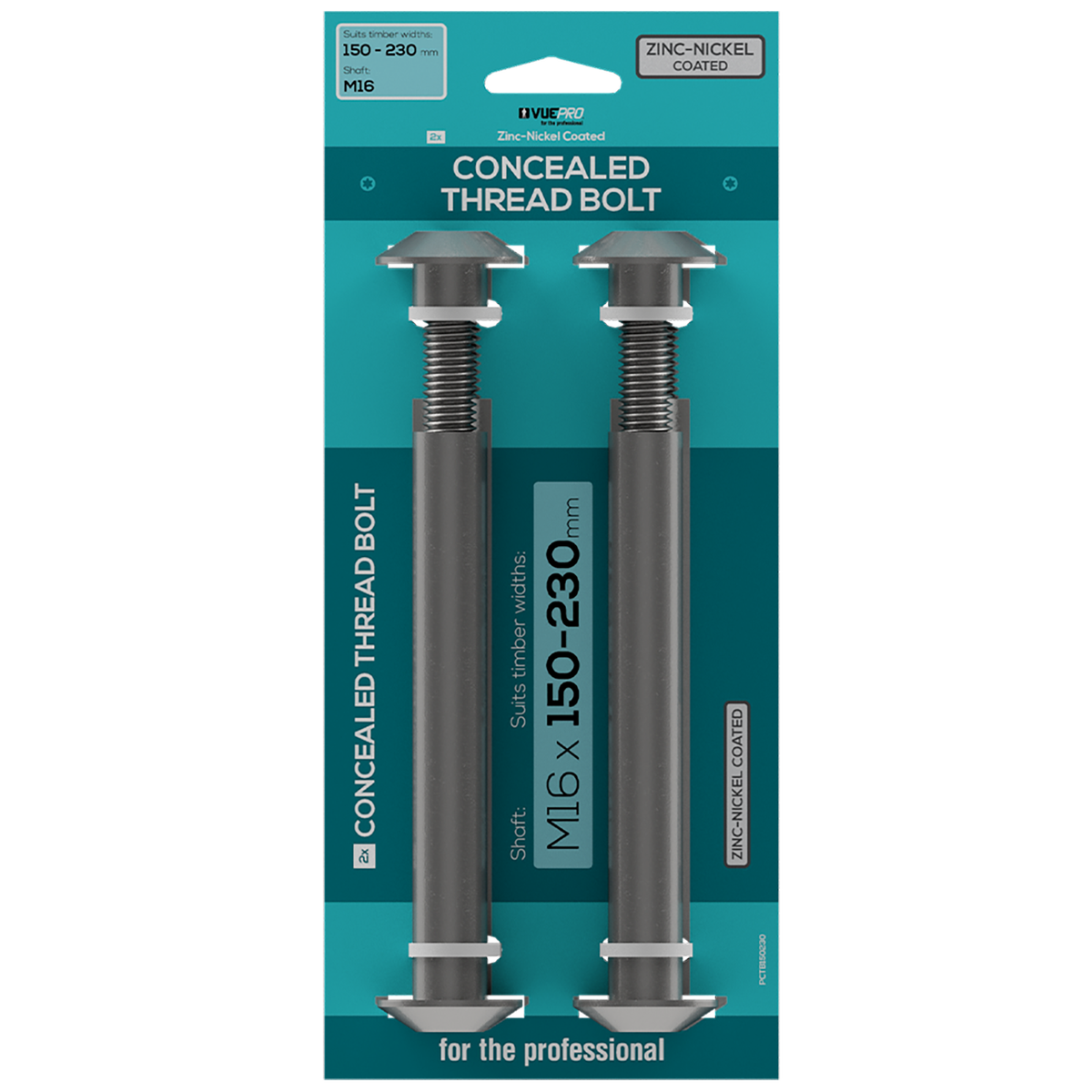 Vuepro M16 Concealed Thread Bolt 2 Pack - 150mm x 230mm - Strong & Eas ...