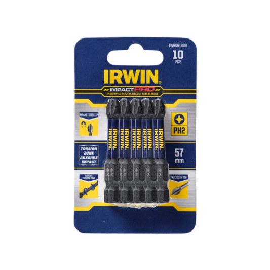 Irwin Impact Pro Performance - 57mm - 10 Pack - High Strength - Magnetised Tips - Auzzistore