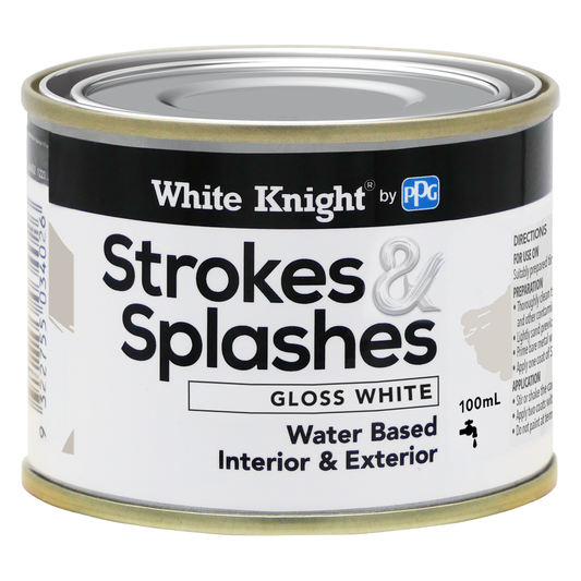 White Knight Strokes and Splashes Paint - White 100ml - Gloss Finish - Auzzistore