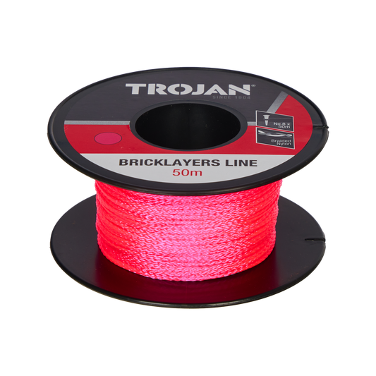Trojan 50m No 8 Pink Brickline - Durable Braided Nylon - High Visibility - Auzzistore