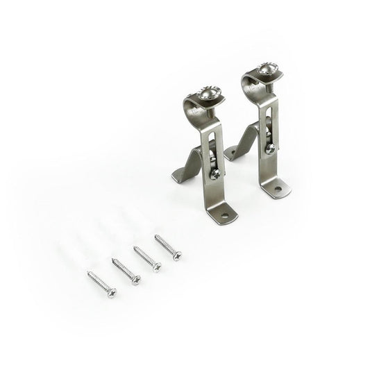 Windoware Satin Adjustable Curtain Rod Bracket - 75-95mm - Pewter - 2 Pack - Steel - Easy Installation - Auzzistore