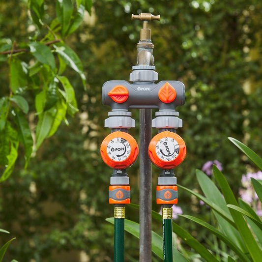 Pope 2 Way Tap Outlet - Dual Watering Device - 12mm Snap-On Outlets - 145mm x 415mm x 80mm – view 2 - Auzzistore
